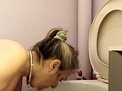 Slave Fucked in Toilets with Milk Play