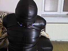 Crossdresser Katja Drools In Leather Bondage