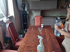 Cleaning Neighbor's Table and Removing Panties