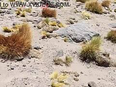 Latina couple has explicit sex in public Bolivia, ending with facial cumshot