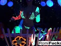 Romi Rain And Dani Have Lesbian Fun Under Black Light!