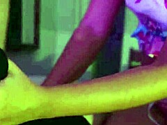 petite girl gives handjob over underwear