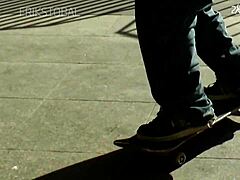 Young girl bent over hard in public quarantine