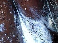 Playboy goo is a sticky substance for licking in the video.