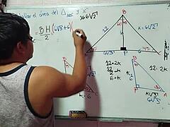 Solving mathematical triangle puzzle in bedroom 😊