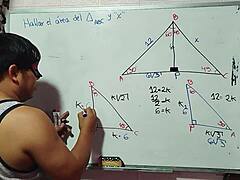 Solving mathematical triangle puzzle in bedroom 😊