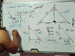 Solving mathematical triangle puzzle in bedroom 😊