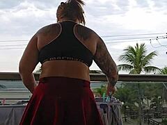 Exhibitionist Flashes Ass On Balcony