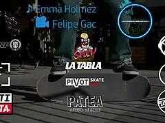 Young girl bent over hard in public quarantine