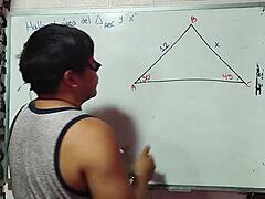 Solving mathematical triangle puzzle in bedroom 😊