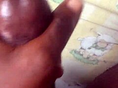 I love watching this big black cock masturbating, it's so black and monster