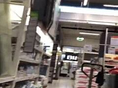 Piss and mini wank at diy store with public shop cock outdoor wanking.