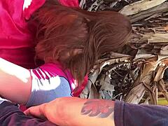 Horny Slut Acts As Sex Doll In Public Outdoor