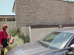 Lauren Phillips, the red BBW MILF stepmom, takes a taboo ride on her stepson's big dick