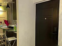 horny wife masturbates watching husband fuck curvy babe