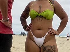 Young African Flashes Pussy to Cheese Seller on Beach