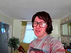 Big Tit Slut Passionately Swallows Nerd's Dick