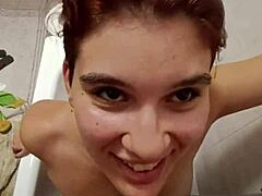 chiara si fa pisciare sulle tette in the bathroom.