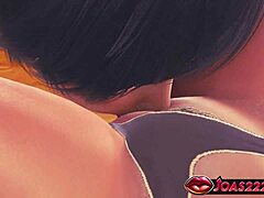 Kim's Seduction in Evening Dress and Heels: Pussy Caressed, Oral, Handjob to Face Cumshot in 3D Animation