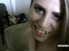 i watch blonde cutie soleil fuck her toy and suck some dick in college setting