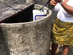 I helped this bitch with massive tits get fucked hard outdoor, wow her natural boobs are huge