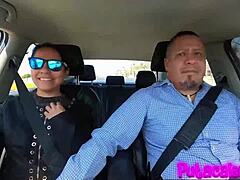 casting nataly roux from car to dungeon, moaning mature brunette with cum in mouth