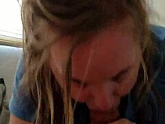 blonde sucks hung stud till he explodes