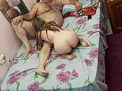 Hey, that young hairy bodybuilder in lingerie gets her armpit licked by the old guy! 😏