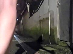 Shemale Ting Xuan Walks Outside to Pee Then Masturbates and Cums on Her Thigh