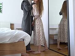 so this redhead teen in skirt and dress gets fucked hard in pov style by ruda cat