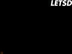 Teen step sisters tease and share their step bro's huge cock in a sensual ffm threesome. They ride him passionately with cum on ass.