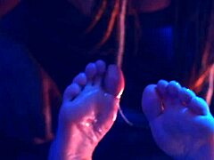 This heel play session turns into intense foot domination with choking gagging and barefoot licking