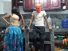 this 25-year-old guy with a big flaccid penis starts masturbating in the kitchen while waiting for his best friend to arrive