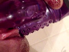 Little Friend Helps With Dildo In Pussy