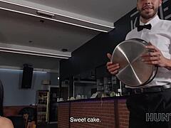 Shy brunette girlfriend cheats in toilet, getting wild and fucked hard by stranger in amateur POV sex.