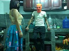 this 25-year-old guy with a big flaccid penis starts masturbating in the kitchen while waiting for his best friend to arrive