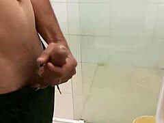 skinny guy masturbates big cock solo at home until good cumshot