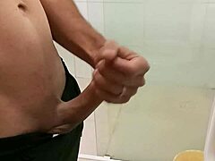 skinny guy masturbates big cock solo at home until good cumshot