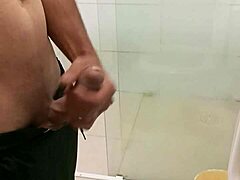 skinny guy masturbates big cock solo at home until good cumshot