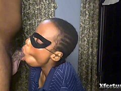 Stepsister demonstrates detailed blowjob skills with licking and sucking