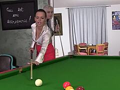 billiard babes misha and linet get kinky as they insert cue sticks up each others assholes during lesbian play