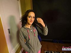 skinny coed ryann starts with a footjob on the couch. then she gets her shaved pussy fingered deep before doggystyle fucking and a facial cumshot.