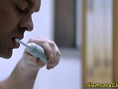 Glamcore european teen pornstar model masturbates before rough shaved pussy assfucking.