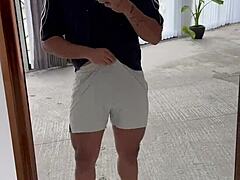 This muscular Mexican bodybuilder ignites passion in a solo session, flexing his sexy small waist to captivate hearts.