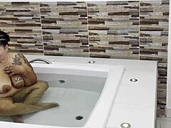 Infidelity Sparks in a Steamy Bathroom Encounter with a Curvy Latina BBW Riding Bareback