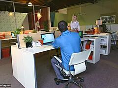 Goldie rush - footsie in the office with blonde babe blowjob footjob and hardcore monster cock action?