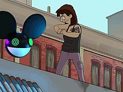 the dancing character from bob's burgers movie grooves to deadmau5 lightwave track.