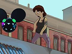 the dancing character from bob's burgers movie grooves to deadmau5 lightwave track.