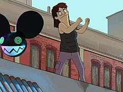 the dancing character from bob's burgers movie grooves to deadmau5 lightwave track.