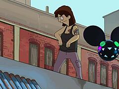 the dancing character from bob's burgers movie grooves to deadmau5 lightwave track.